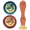 Brass Wax Seal Stamp with Wood Handle AJEW-WH0412-0039-1