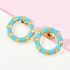 304 Stainless Steel Enamel Ring Stud Earrings EJEW-K268-16G-2
