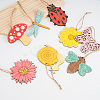100 Sets 10 Style Unfinished Wood Pendant Decorations AJEW-AR0001-70-5