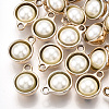 ABS Plastic Imitation Pearl Semi Circle Pendants PACR-T007-18KC-1