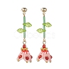 Dyed Natural Agate Dangle Stud Earrings EJEW-MZ00125-01-1