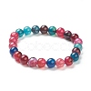 Natural Agate Beaded Stretch Bracelets BJEW-D446-C-05-2