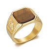 304 Stainless Steel with Natural Tiger Eye Finger Rings FS-WG06E27-02-2