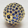 CZ Brass Micro Pave Cubic Zirconia Round Beads ZIRC-L017-8mm-09G-2