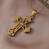 Vintage 304 Stainless Steel with Clear Glass Hollow Jesus Cross Pendant Necklaces for Women Men JW8660-3