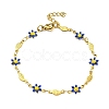 Enamel Flower & Fish Link Chain Bracelet BJEW-A142-02G-2