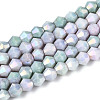 Anti-Tarnish Electroplate Bicone Glass Beads Strands X-EGLA-T021-4mm-16-07-1