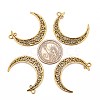 Tibetan Style Alloy Hollow Moon  2-Loop Link Pendants X-TIBEP-5312-AG-LF-2