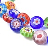 Flat Round Handmade Millefiori Glass Beads X-LK-R004-21-3