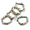 Unisex Chip Natural Flower Amazonite Beaded Stretch Bracelets BJEW-S143-26-5