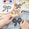 4Pcs 4 Styles Bowknot Glass Rhinestone Beading Flower Applqiues PATC-GO0001-11-3