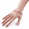 Glass Round Beaded Stretch Bracelet with Brass Heart for Women BJEW-JB08090-3