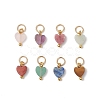Natural Mixed Gemstone Heart Charms PALLOY-JF04905-01-1