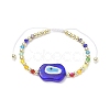 Evil Eye Lampwork Braided Bead Bracelet with Glass Beaded Chains for Women BJEW-JB09412-3