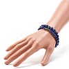 Natural Lapis Lazuli(Dyed) Round Beads Stretch Bracelets Set BJEW-JB06980-03-7