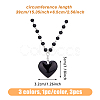 3Pcs 3 Colors Glass Heart Pendant Necklaces Set with Plastic Beaded Chains NJEW-FI0001-40-10