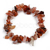 Unisex Chip Natural Carnelian/Red Agate Beaded Stretch Bracelets BJEW-S143-01-2