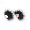 Faux Mink Fur Semi Circle Pendants WOVE-F021-02G-05-1-2