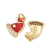 Christmas Brass Micro Pave Cubic Zirconia Enamel Charms KK-L255-19G-10-2