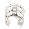 Square Rack Plating Brass Micro Pave Cubic Zirconia Wide Open Cuff Rings for Women RJEW-F162-14P-3