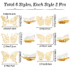 CREATCABIN 12Pcs 6 Styles Acrylic Mirror Butterfly Cupcake Toppers FIND-CN0001-44-2