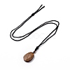 Adjustable Natural Mixed Gemstone Teardrop with Spiral Pendant Necklace with Nylon Cord for Women NJEW-L171-04-3