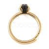Double Pointed Hexagonal Prism Natural Obsidian Adjustable Rings for Women RJEW-G327-01G-06-3