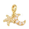 Brass Starfish Moon European Dangle Charms KK-I352-15G-1