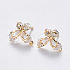 Brass Cubic Zirconia Stud Earring Findings X-KK-T049-08G-NF-1