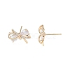 Brass Micro Pave Clear Cubic Zirconia Stud Earring Findings X-KK-T062-246G-4