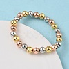 Brass Round Beaded Stretch Bracelets for Men Women BJEW-B148-05E-M-2