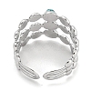 304 Stainless Steel Synthetic Gemstone Cuff Rings G-Z056-05P-4