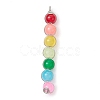 Colorful Imitation Jade Glass Round Bead Pendants PALLOY-JF02449-02-1