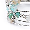 Five Loops Synthetic Turquoise(Dyed) & Natural Amazonite BJEW-JB04488-05-2