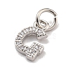 Initial Letter Brass with Cubic Zirconia Charms KK-Q814-26G-P-2