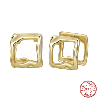 925 Sterling Silver Square Stud Earrings EJEW-H167-04G-1