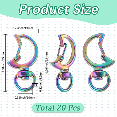 20Pcs Alloy Swivel Snap Hook Clasps KEYC-SC0001-66-1