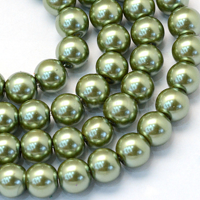 Baking Paint Pearlized Glass Pearl Round Bead Strands HY-Q003-6mm-49-1