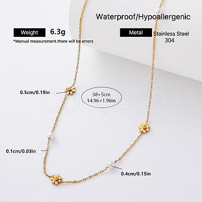 304 Stainless Steel & Imitation Pearl Link Chain Necklaces BE8835-3-1