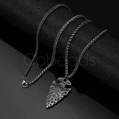 Vintage 304 Stainless Steel Viking Arrowhead Pendant Necklaces for Men WG2716D-02-1