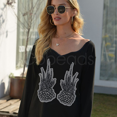 2Pcs 2 Styles Polyester Embroidery Sew on Appliques DIY-CY0001-02B-03-1