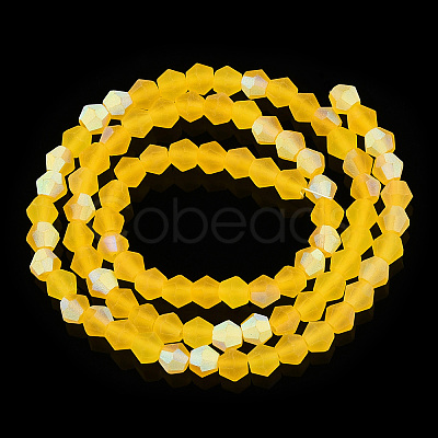 Imitate Austrian Crystal Bicone Frosted Glass Beads Strands GLAA-F029-TM4mm-A22-1