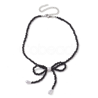 Bowknot 304 Stainless Steel Necklaces NJEW-JN04670-1
