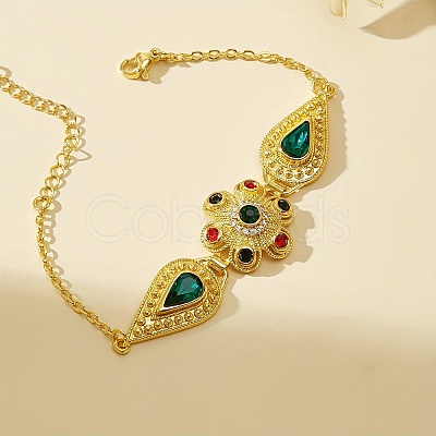 Vintage & Bohemian Brass Pave Cubic Zirconia Link Bracelets for Women CK4218-1