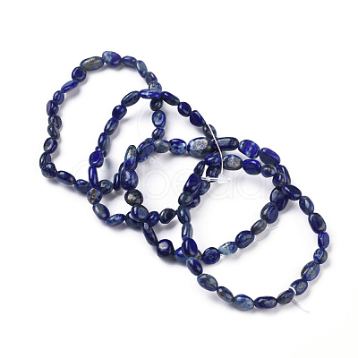 Natural Lapis Lazuli Bead Stretch Bracelets BJEW-K213-18-1