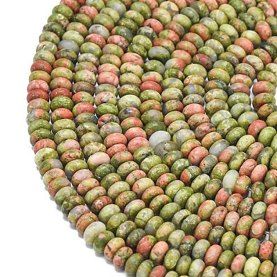 Natural Unakite Beads Strands G-P575-A12-4x2mm-01-1