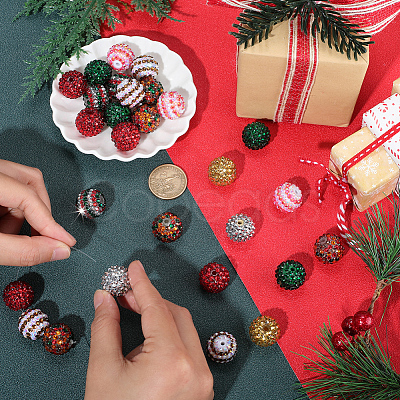 40Pcs 8 Colors Christmas Themed Resin Rhinestone Round Beads OACR-PA0001-22-1
