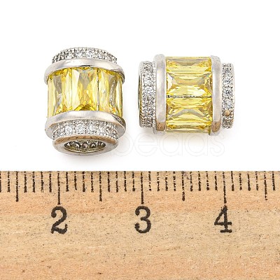 Rack Plating Brass Micro Pave Cubic Zirconia European Beads KK-F089-31P-06-1