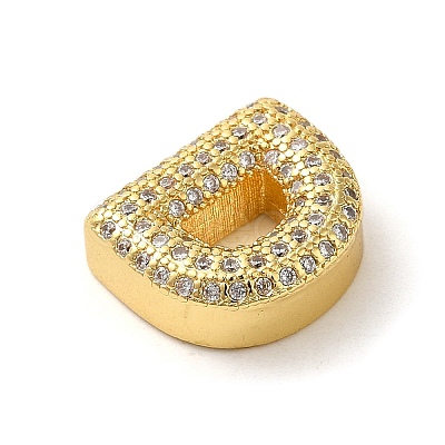 Brass Micro Pave Clear Cubic Zirconia Charms ZIRC-C009-01G-D-1