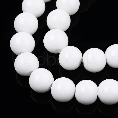 Opaque Solid Color Glass Beads Strands X-GLAA-T032-P8mm-02-1